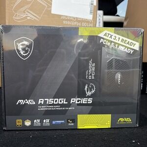 Msi MAG A750GL PCIE5 750W 80+ GOLD Power Supply (New) Factory Sealed